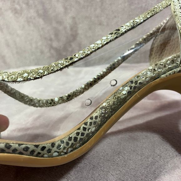 Snakeskin Print Heels “Gabbie” Clear Sides - Picture 5 of 12